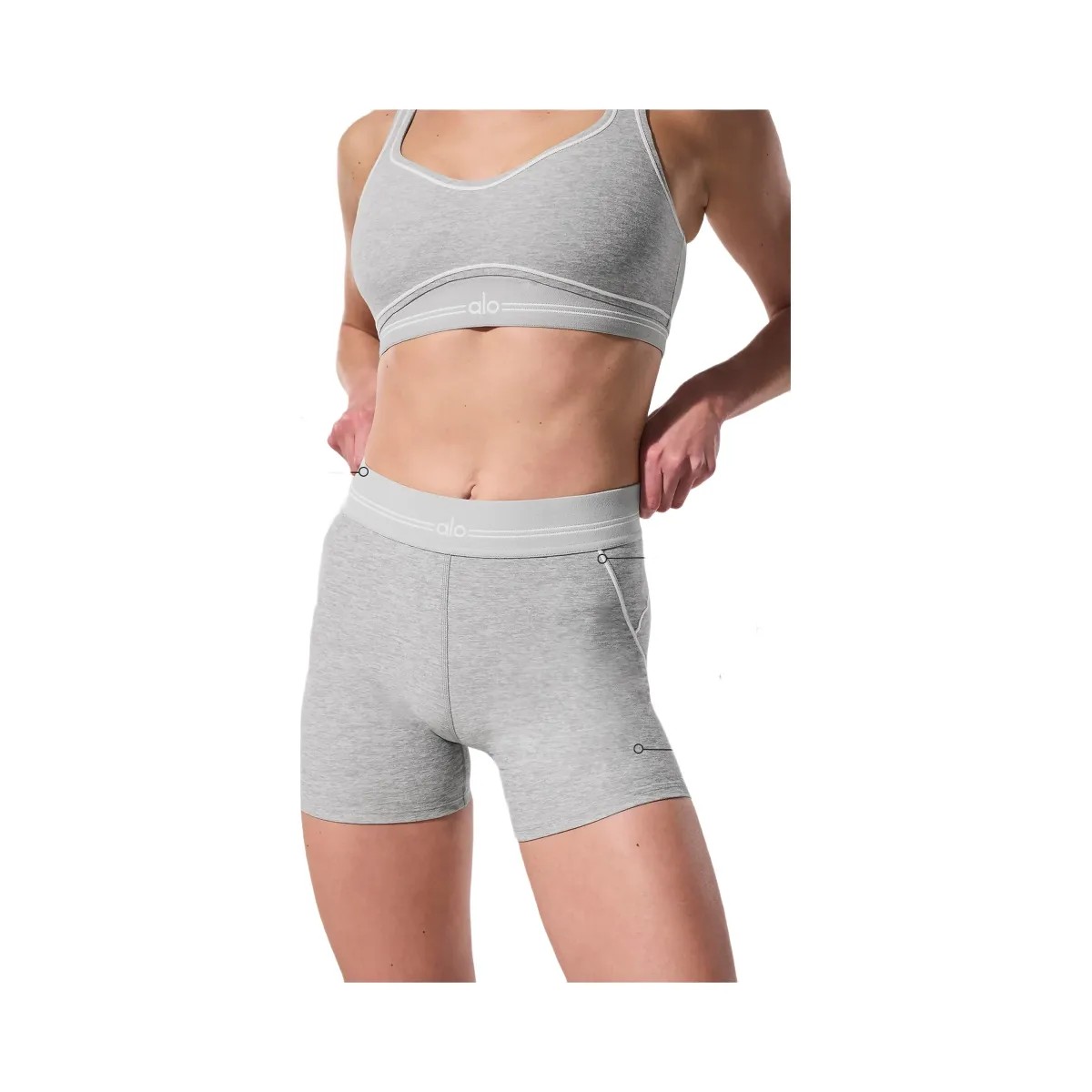 Alo Women's 4” Alosoft High-Waist Heart Throb Short - Athletic Heather Grey/White - HypeFly India View 1