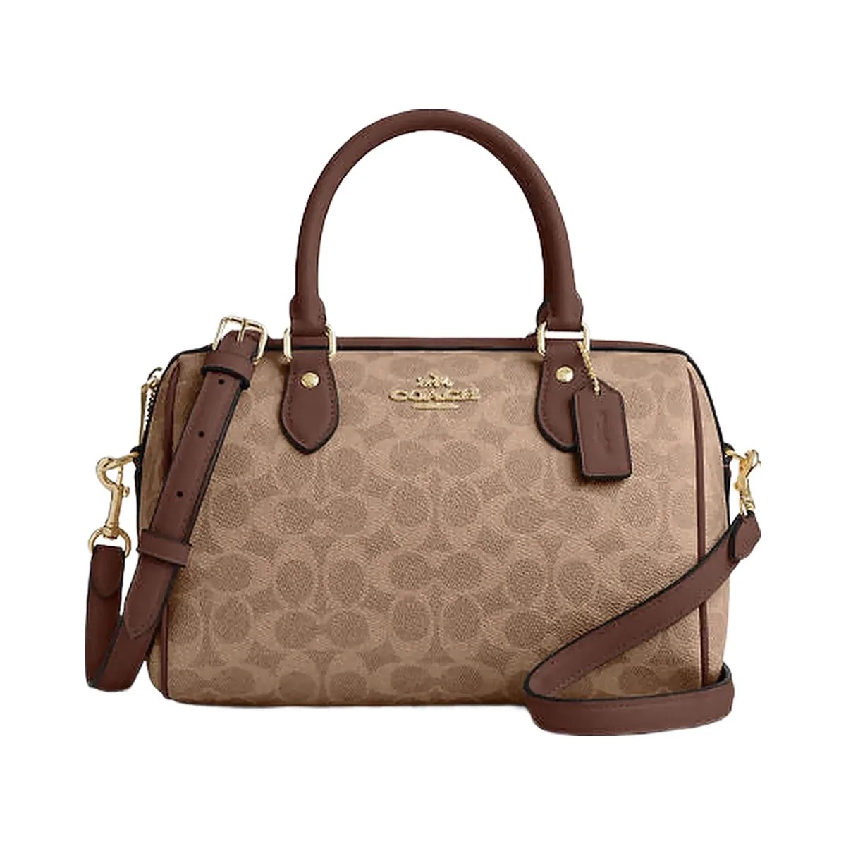 Coach Rowan Satchel Bag In Signature Canvas Signature Canvas-Gold-Tan-Brown - HypeFly India View 1