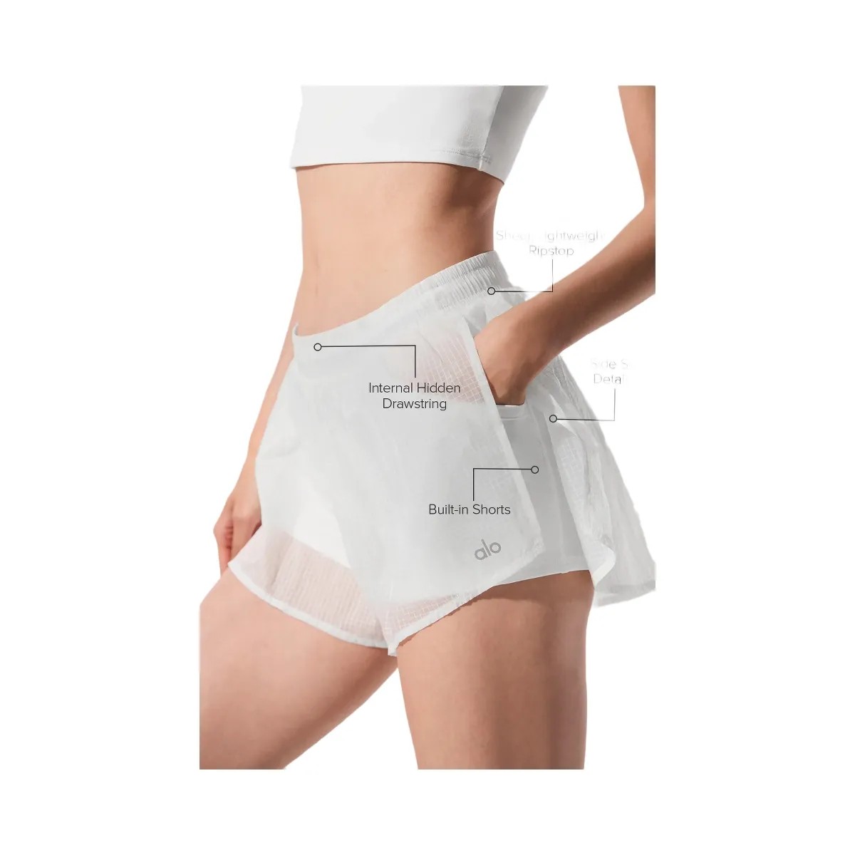 Alo Women's Game Time Short - White - HypeFly India View 2