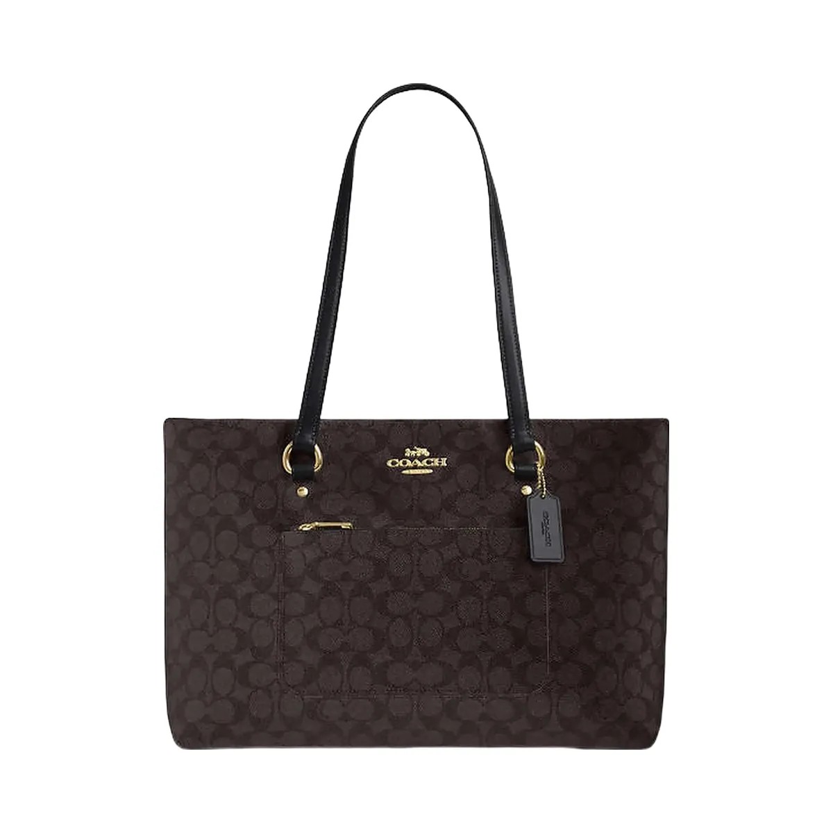 Coach Station Tote Bag In Signature Canvas Signature Canvas-Gold-Walnut-Black - HypeFly India View 1