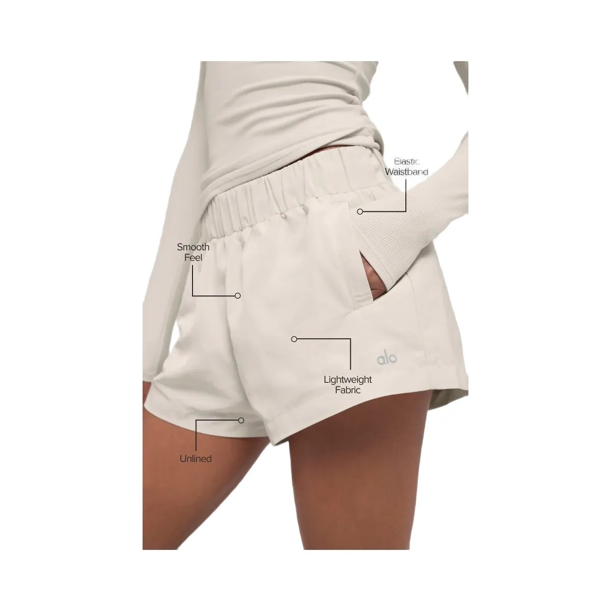 Alo Women's High-Waist Socialite Short - Bone - HypeFly India View 2