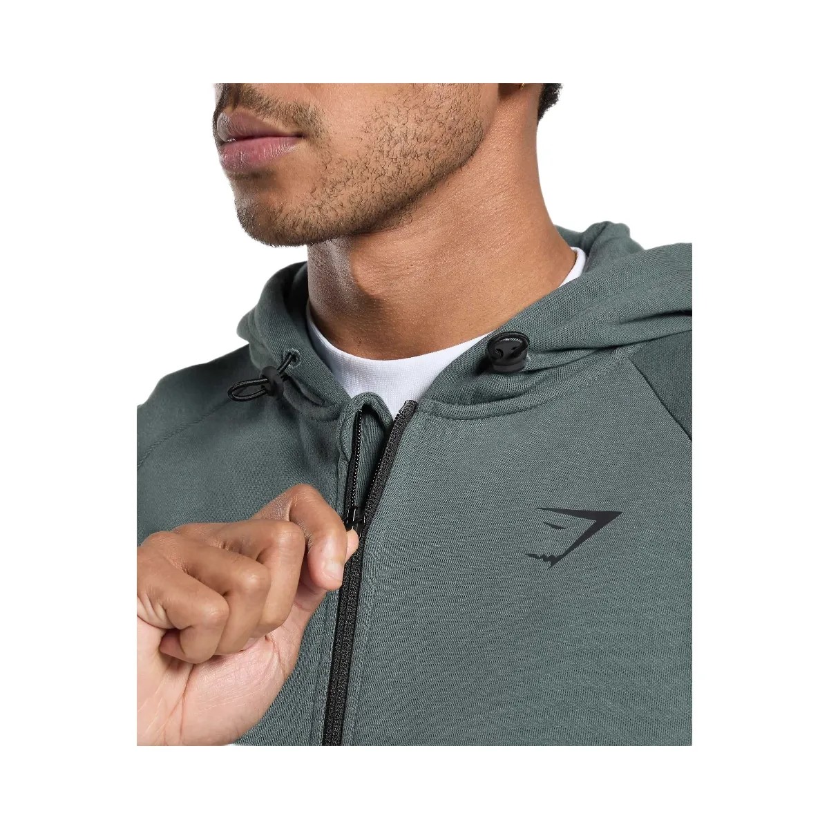 Gymshark Interlock Tech Zip Up Hoodie - Slate Teal - HypeFly India View 5