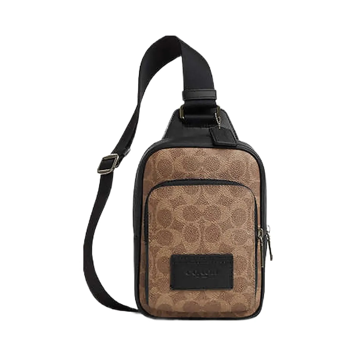 Coach Racer Sling Pack In Signature Canvas Signature Canvas-Qb-Tan-Black - HypeFly India View 1