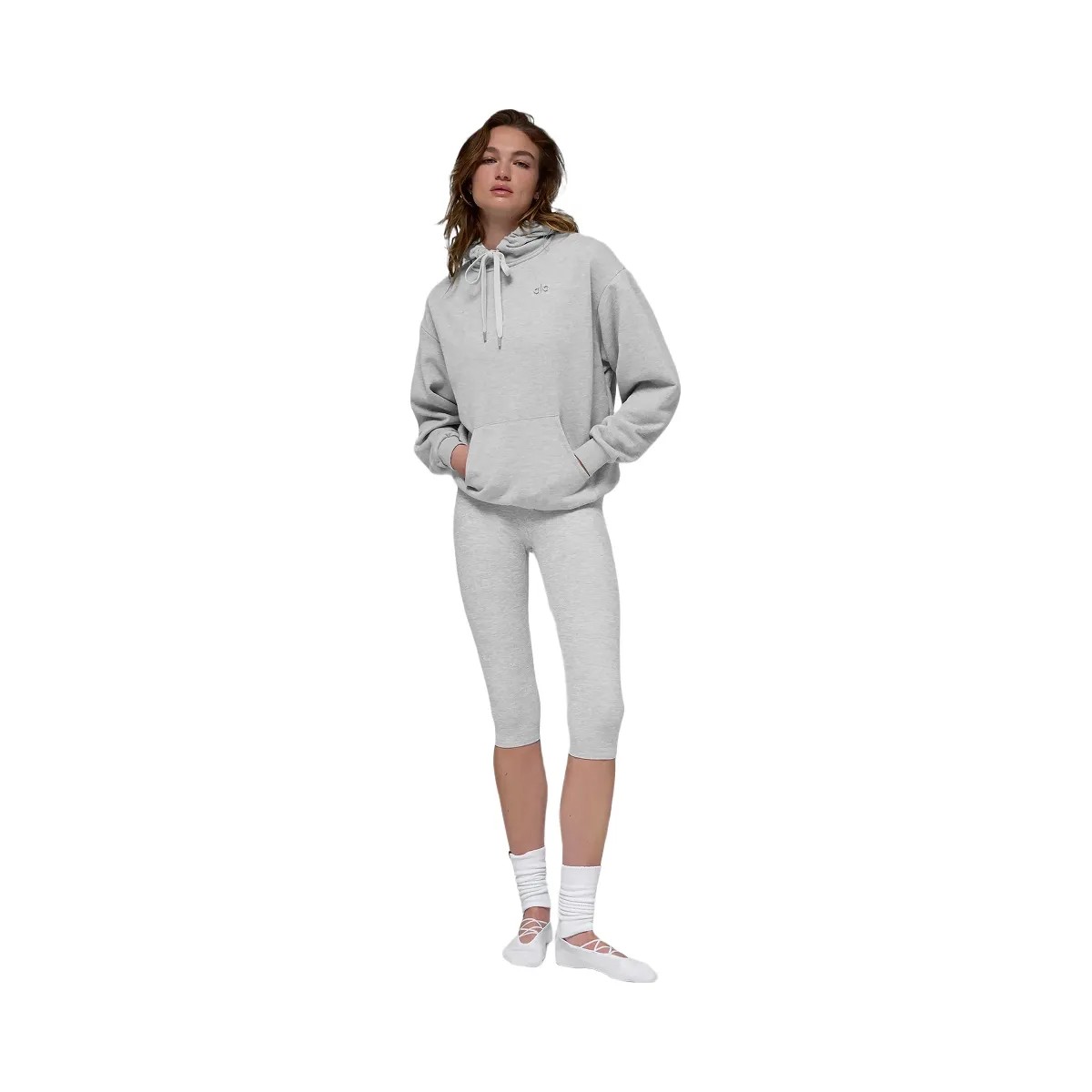 Alo Women's Accolade Hoodie - Athletic Heather Grey - HypeFly India View 3
