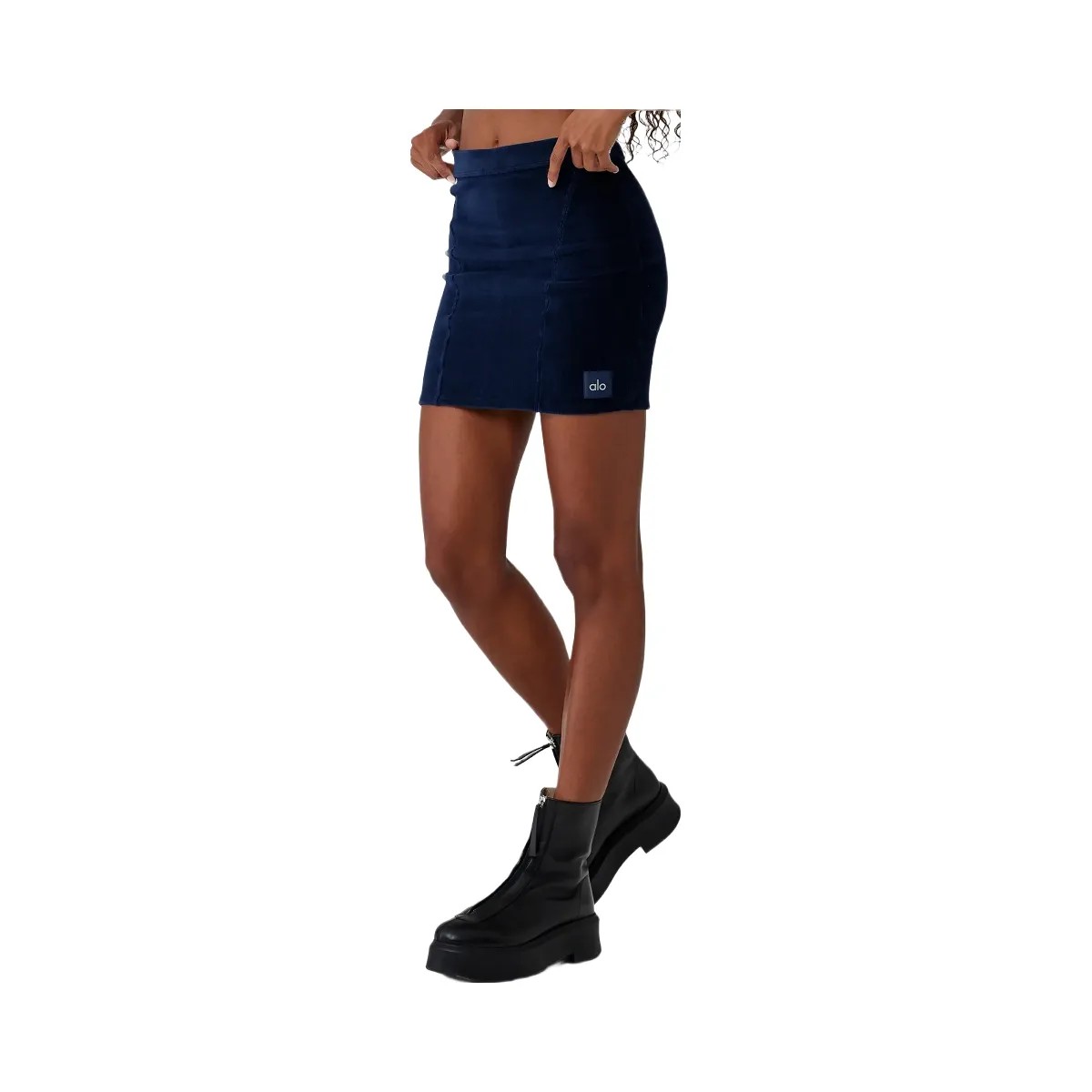 Alo Women's Micro Corduroy Winter Break Mini Skirt - Navy - HypeFly India View 3