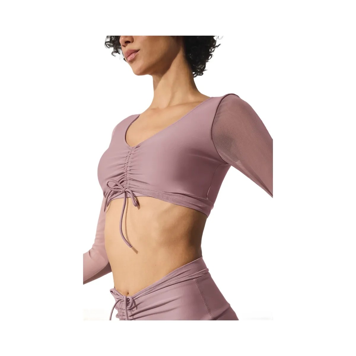 Alo Women's Airlift Mesh Divine Long Sleeve Bra - Smoky Quartz - HypeFly India View 3