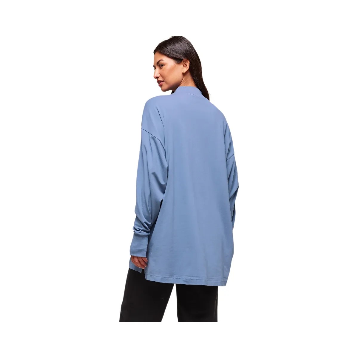 Gymshark Covered Longline Cotton Long Sleeve Top - Worn Blue - HypeFly India View 2