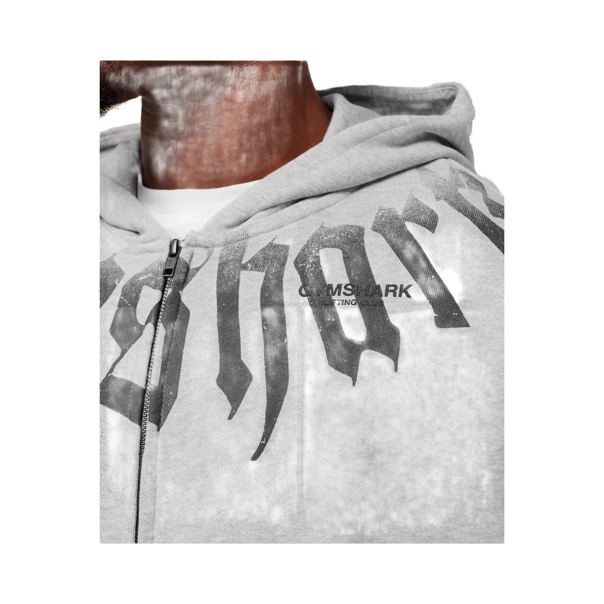 Gymshark Fade Graphic Zip Up Hoodie - Light Grey Core Marl - HypeFly India View 5