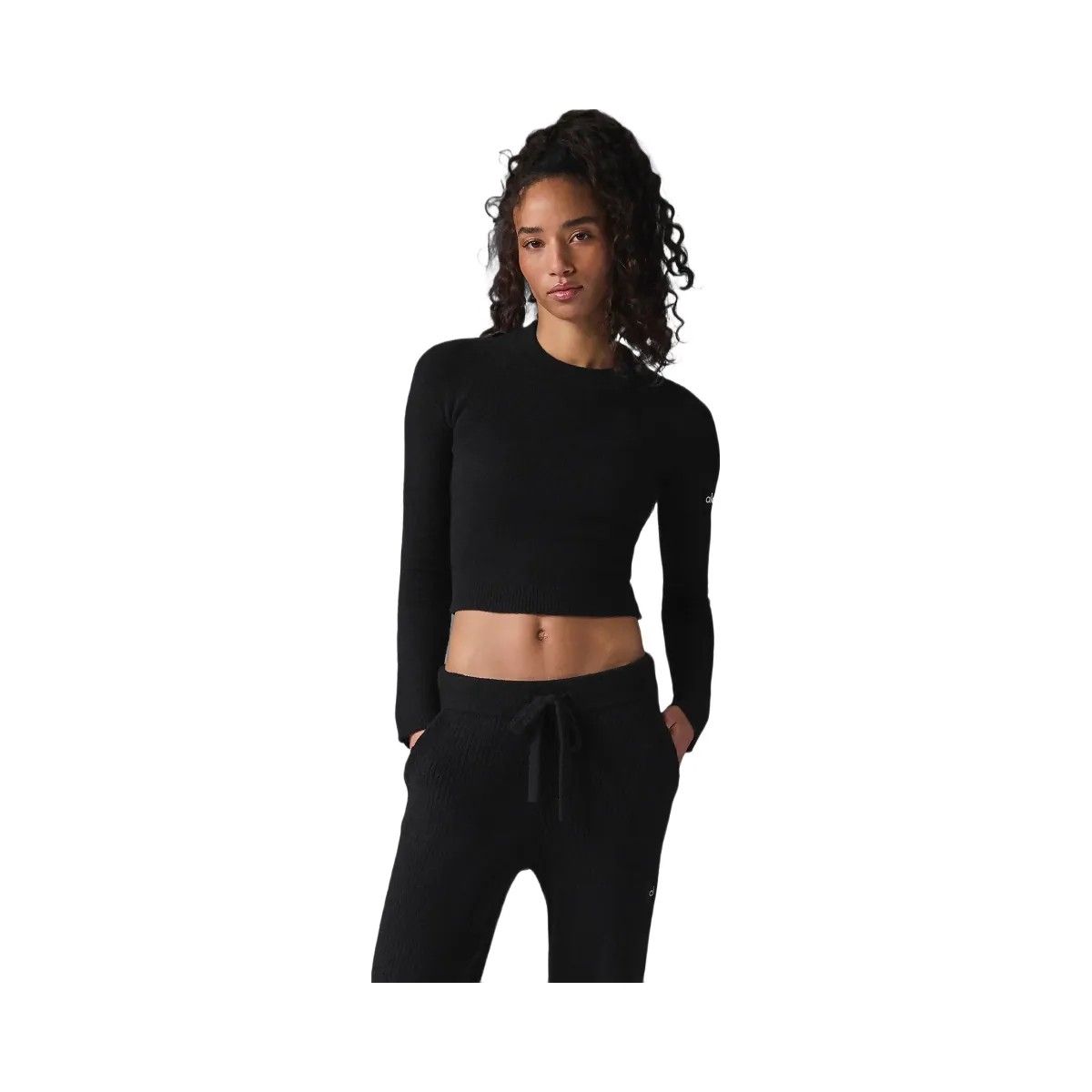 Alo Women's Snuggle Up Sweater Long Sleeve - Black - HypeFly India View 5