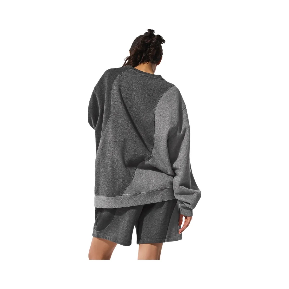 Alo Women's Make Waves Crew Neck Pullover - Dark Heather Grey Tonal - HypeFly India View 3