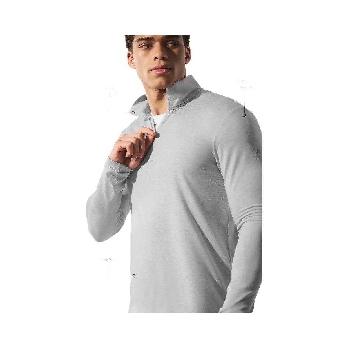 Alo Men's Conquer 1/4 Zip Reform Long Sleeve - Athletic Heather Grey - HypeFly India View 2
