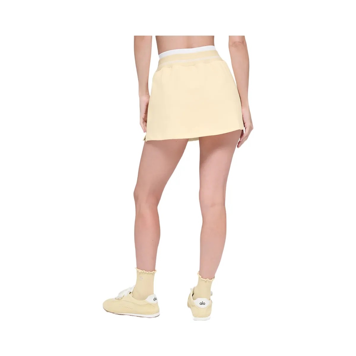 Alo Women's Airbrush Better Together Tennis Skirt - Candlelight Yellow/White - HypeFly India View 1