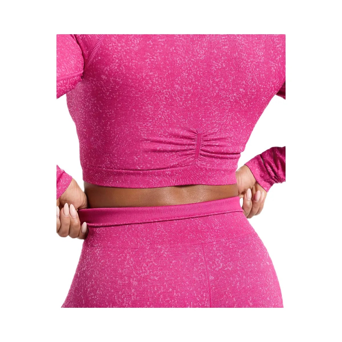 Gymshark Adapt Fleck Seamless Long Sleeve Crop Top - Winning Pink/Sour Pink - HypeFly India View 4