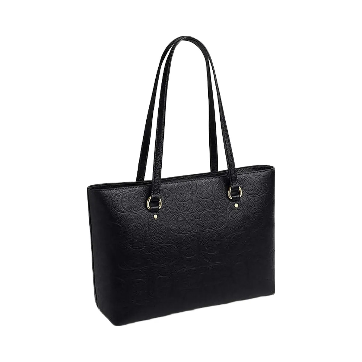 Coach Station Tote Bag In Signature Leather Pebbled Leather-Gold-Black - HypeFly India View 3