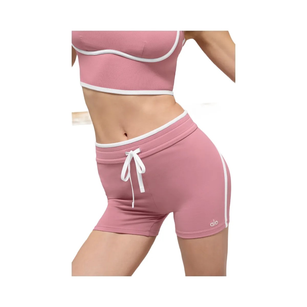 Alo Women's 4" Airbrush High-Waist Race Pace Short - Pink Wild Rose/White - HypeFly India View 2