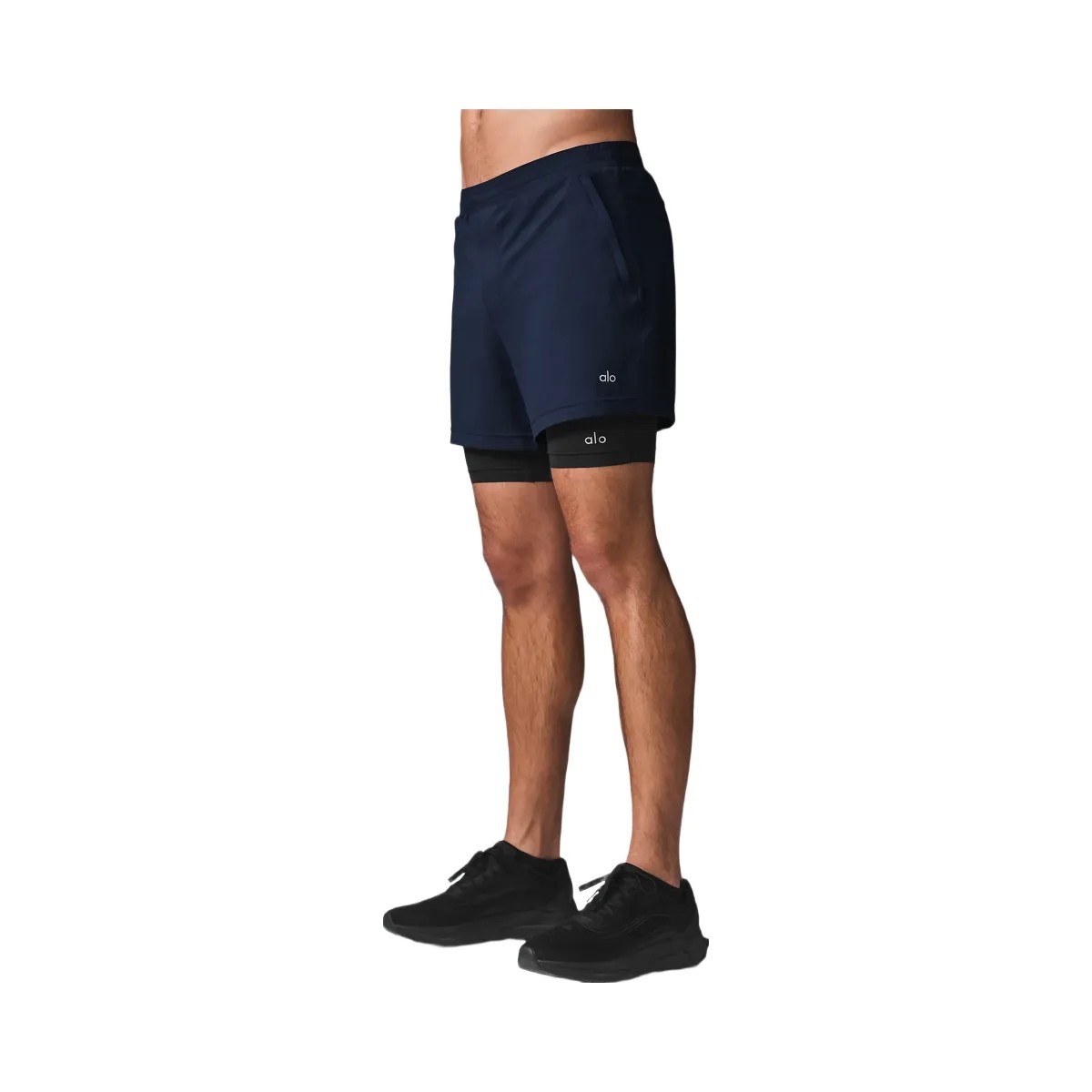 Alo Men's Conquer React 2-In-1 Performance Short - Navy/Black - HypeFly India View 2