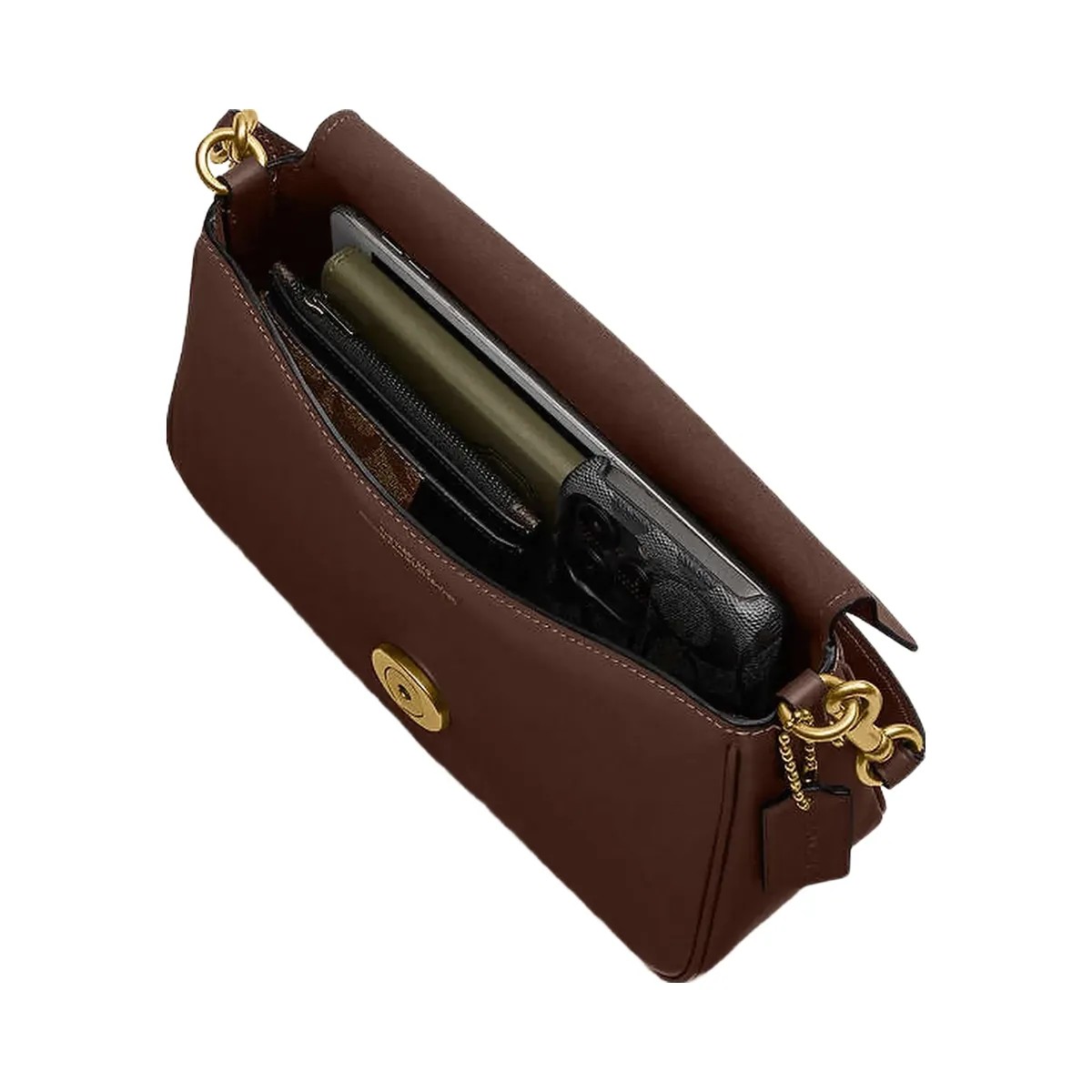 Coach Soft Tabby Shoulder Bag Smooth Leather-Brass-Maple - HypeFly India View 3