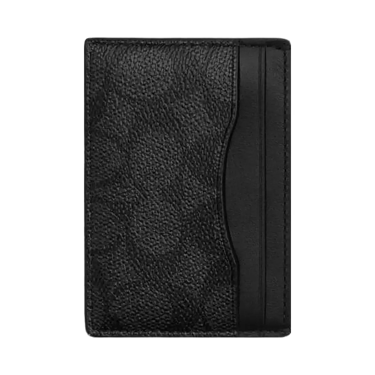 Coach Card Case With Money Clip In Signature Canvas Signature Canvas-Gunmetal-Charcoal-Black - HypeFly India View 1