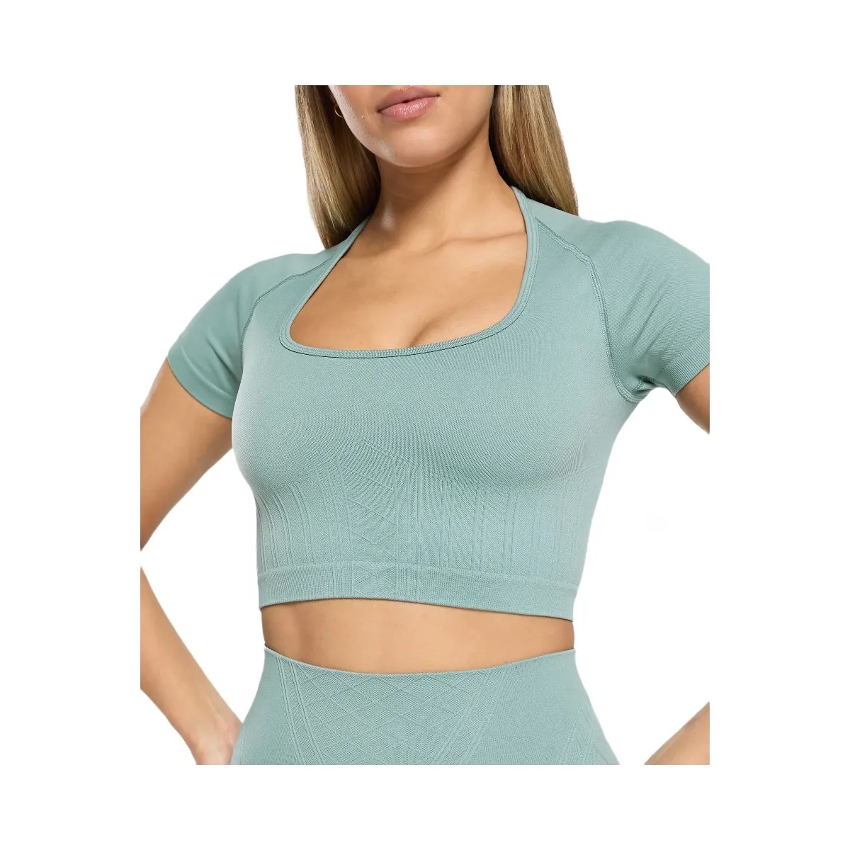 Gymshark Corset Seamless Crop Top - Celeste Blue - HypeFly India View 5