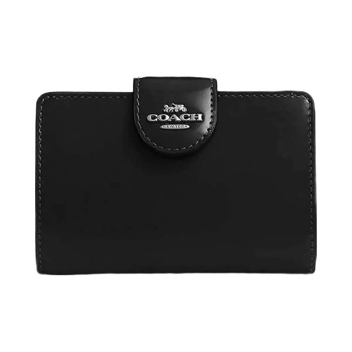 Coach Medium Corner Zip Wallet Novelty Leather-Silver-Black - HypeFly India View 1