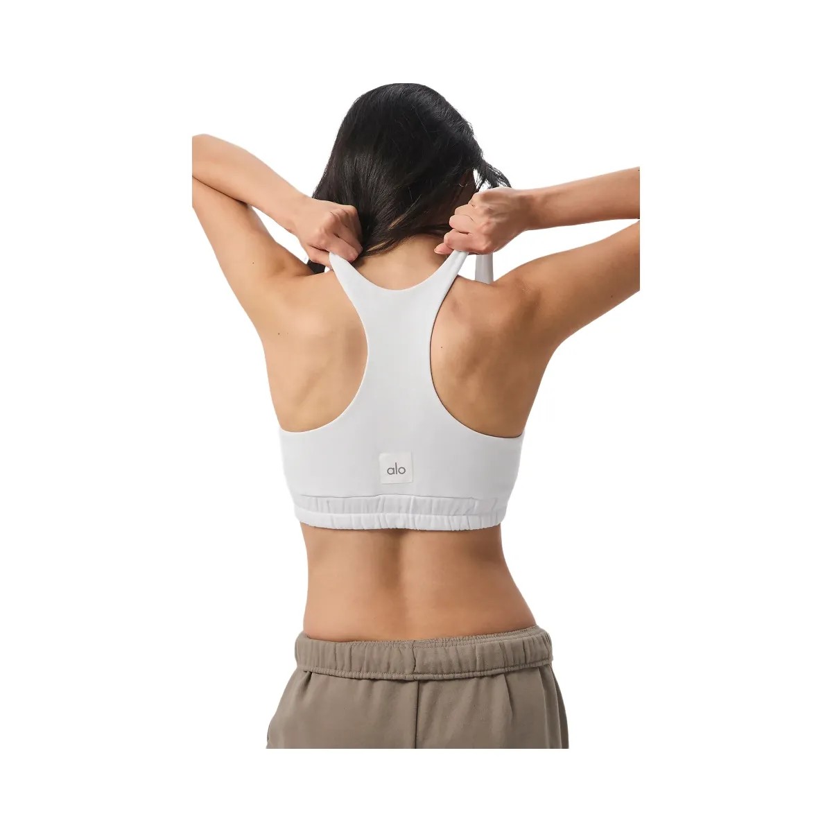 Alo Women's Scoop Neck Sweatshirt Bra - White - HypeFly India View 2