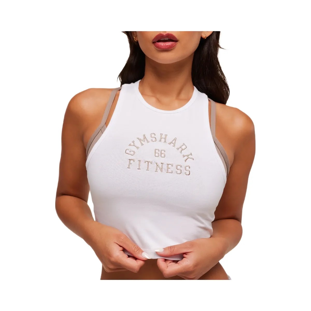 Gymshark Fitness Embroidered Graphic Tank - White - HypeFly India View 5