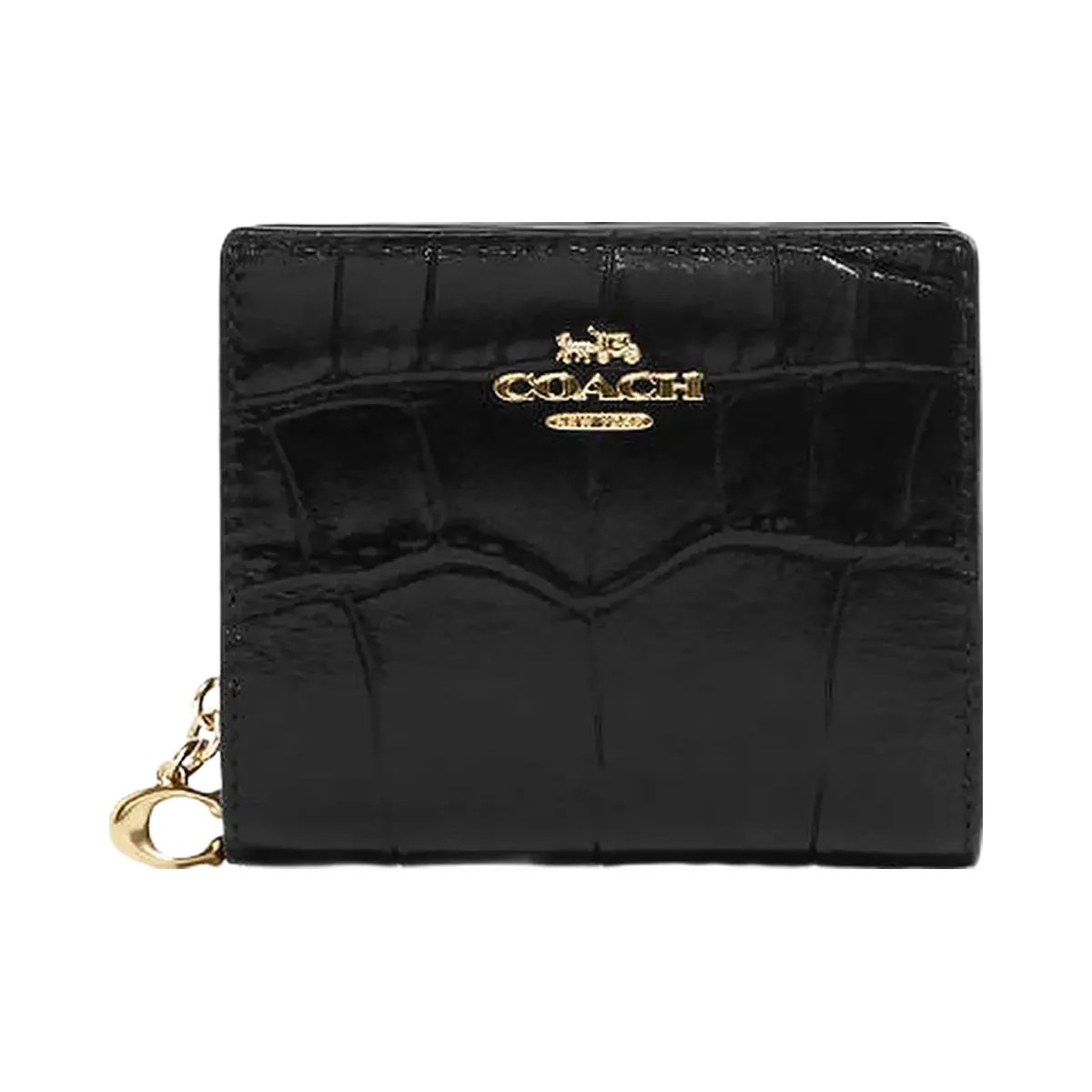 Coach Snap Wallet Embossed Crocodile-Gold-Black - HypeFly India View 1