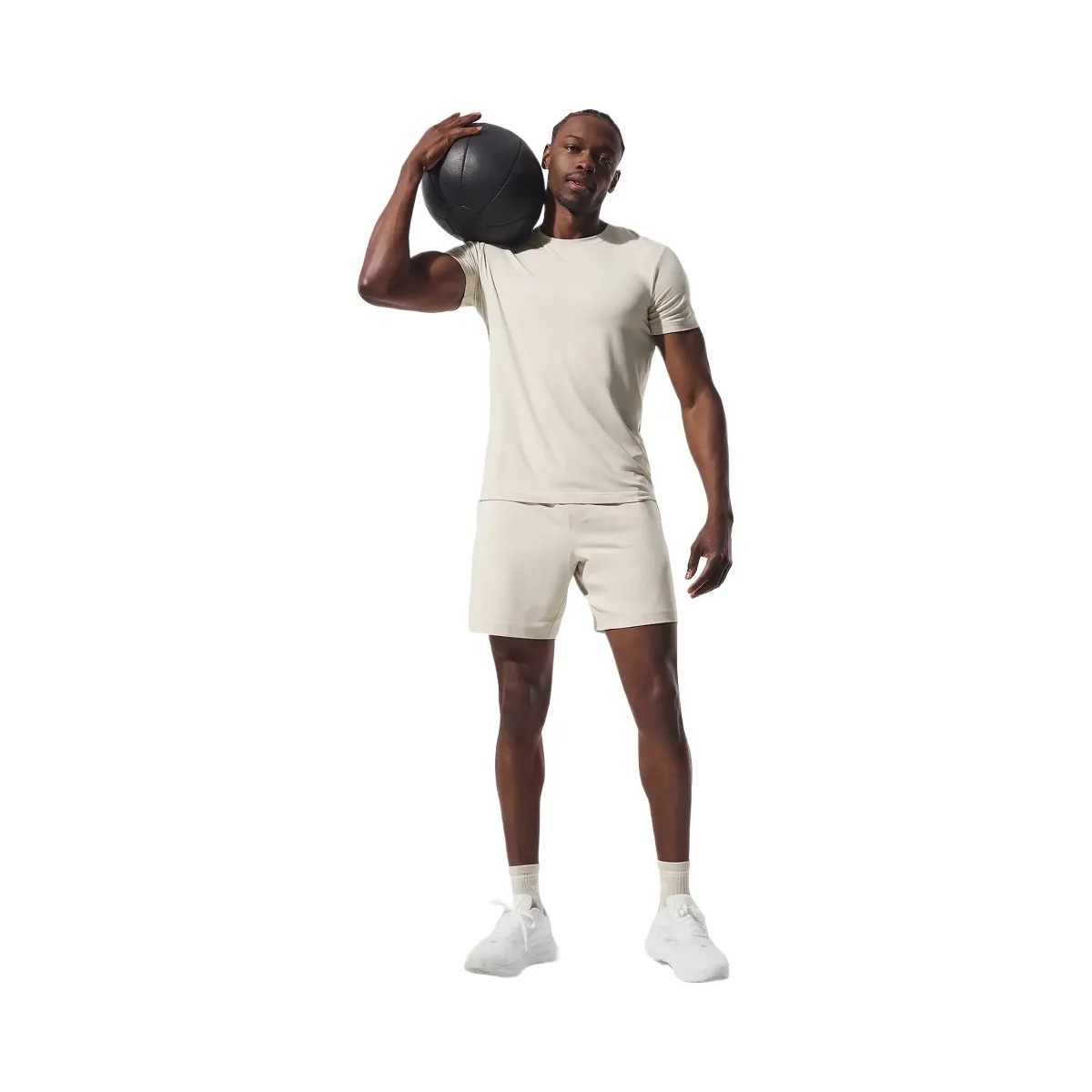 Alo Men's Conquer Reform Crewneck Short Sleeve - Bone - HypeFly India View 4