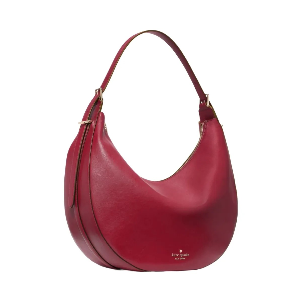 Kate Spade Nova Smooth Leather Large Crescent Shoulder Bag Red Jam - HypeFly India View 3