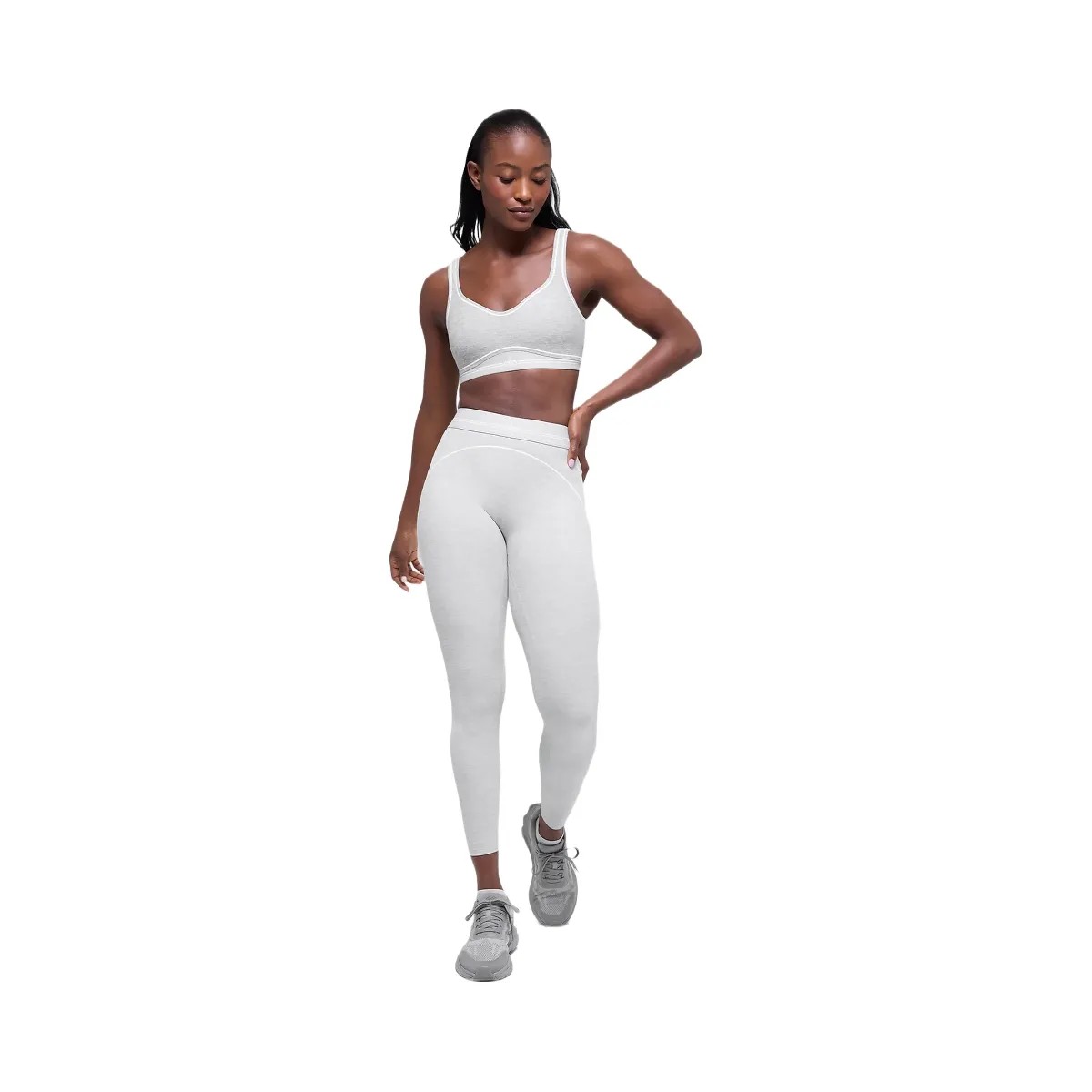 Alo Women's 7/8 High-Waist Alosoft Heart Throb Legging - Athletic Heather Grey/White - HypeFly India View 6