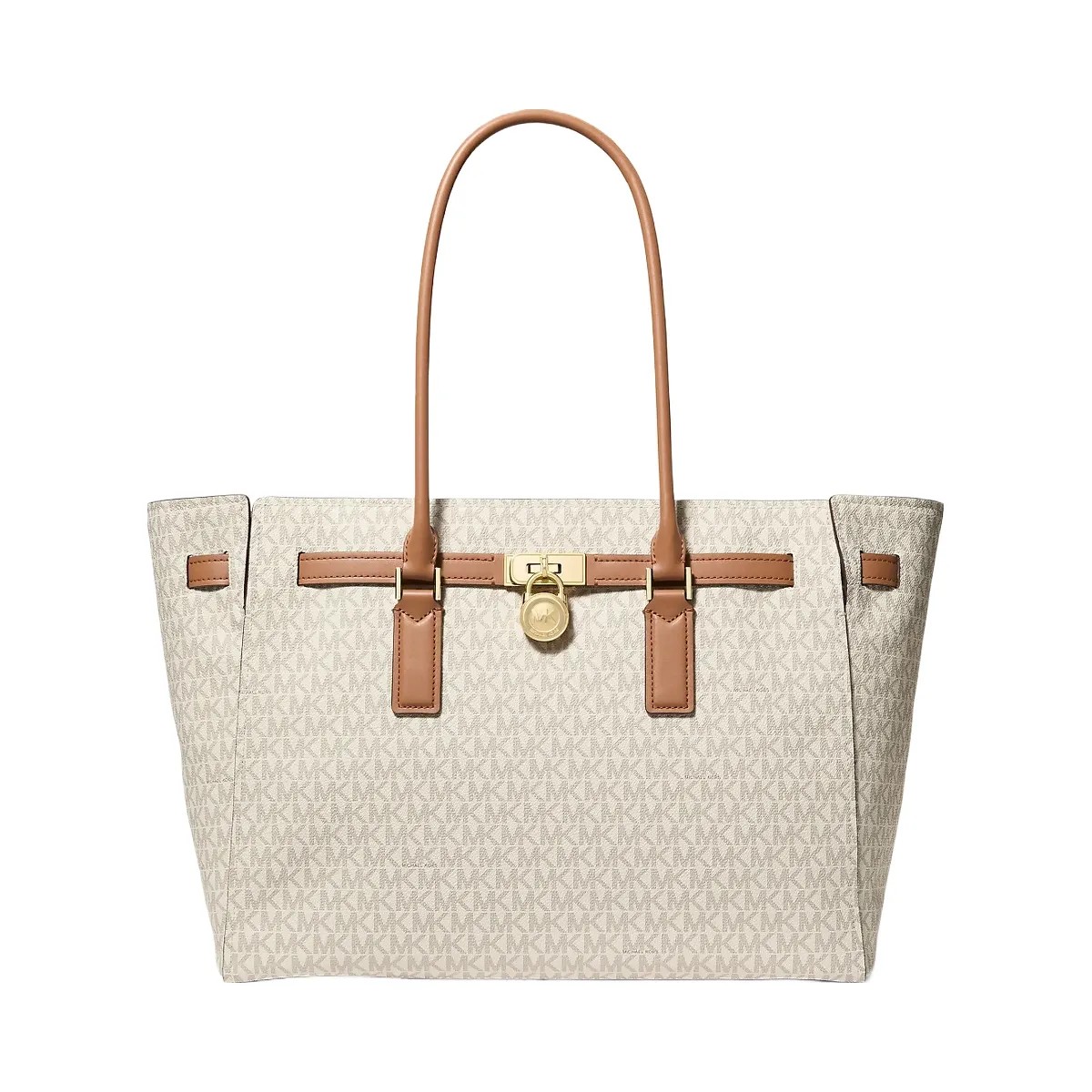 Michael Kors Hamilton Moderne Large Signature Logo Tote Bag Vanilla-Acorn - HypeFly India View 1