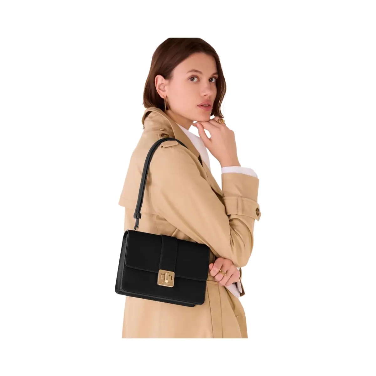 Kate Spade Phoebe Turnlock Shoulder Bag Black - HypeFly India View 2