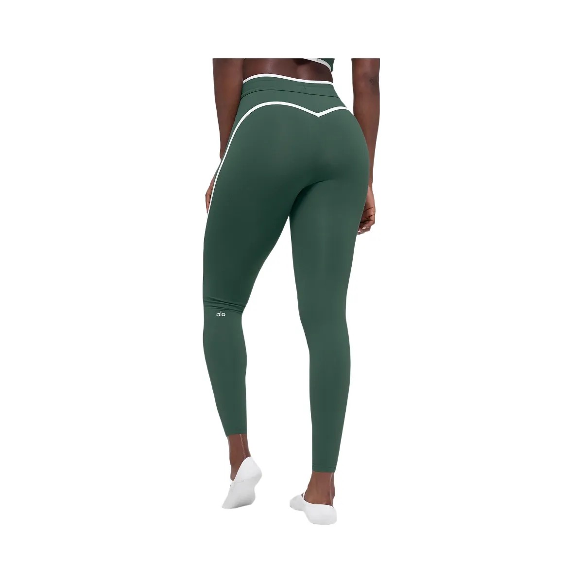 Alo Women's Airbrush High-Waist Race Pace 7/8 Legging - Clover Green/White - HypeFly India View 2