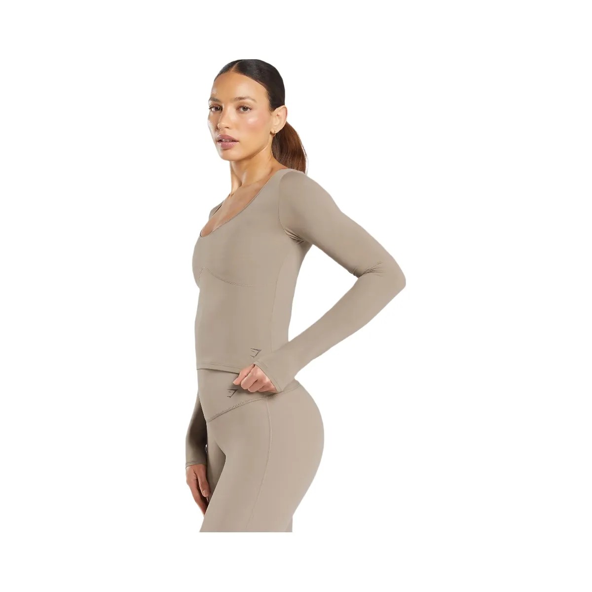 Gymshark Elevate Long Sleeve Top - Lifestyle Brown - HypeFly India View 3