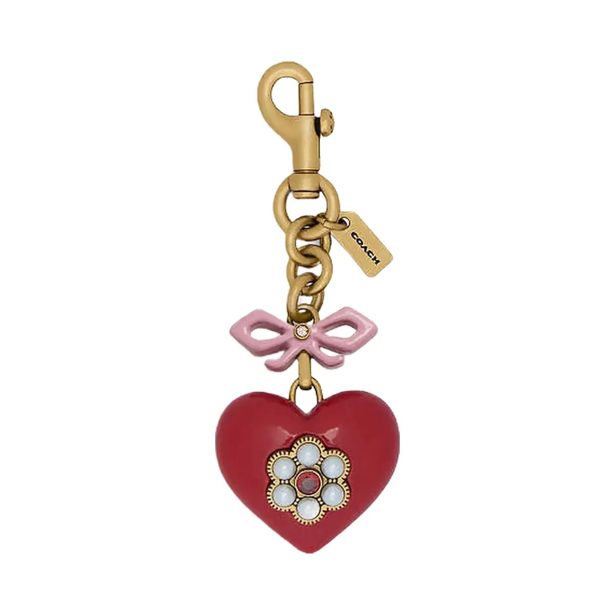 Coach Heart Bag Charm Resin-Brass-Red Multi - HypeFly India View 2