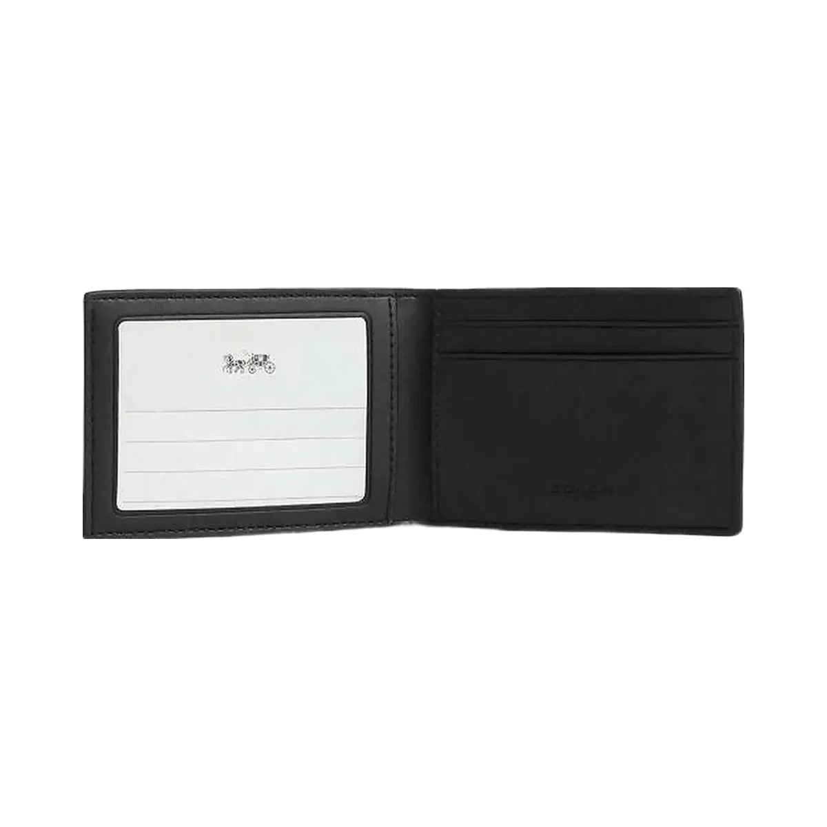 Coach Compact Billfold Wallet In Signature Canvas Signature Canvas-Charcoal-Black - HypeFly India View 3