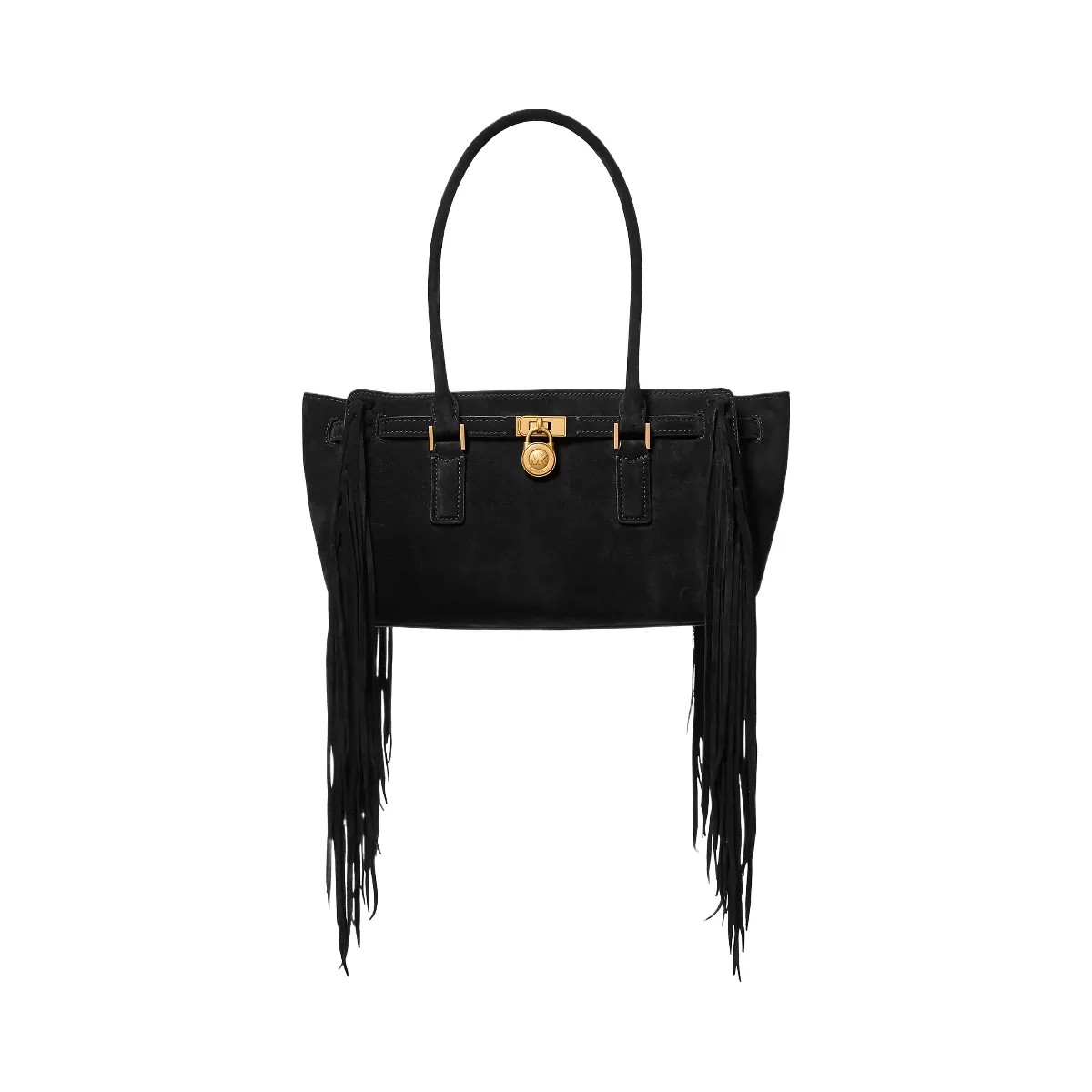 Michael Kors Hamilton Moderne Small Fringed Suede Satchel Black - HypeFly India View 1