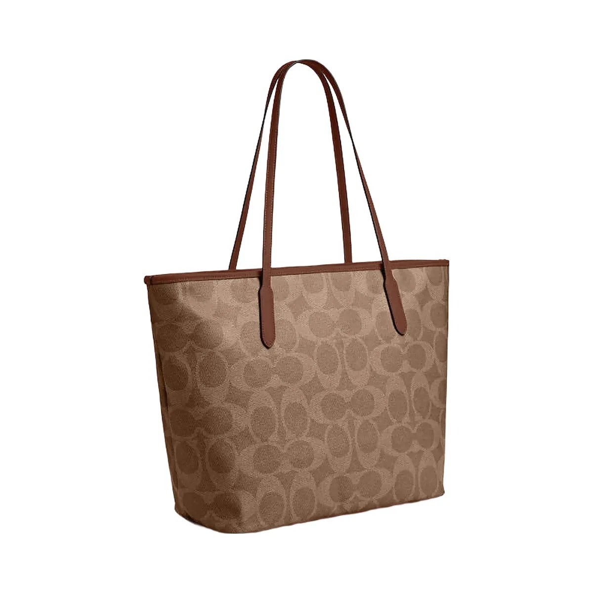 Coach Large City Tote Bag In Maxi Signature Canvas Signature Canvas-Gold-Tan-Brown - HypeFly India View 3
