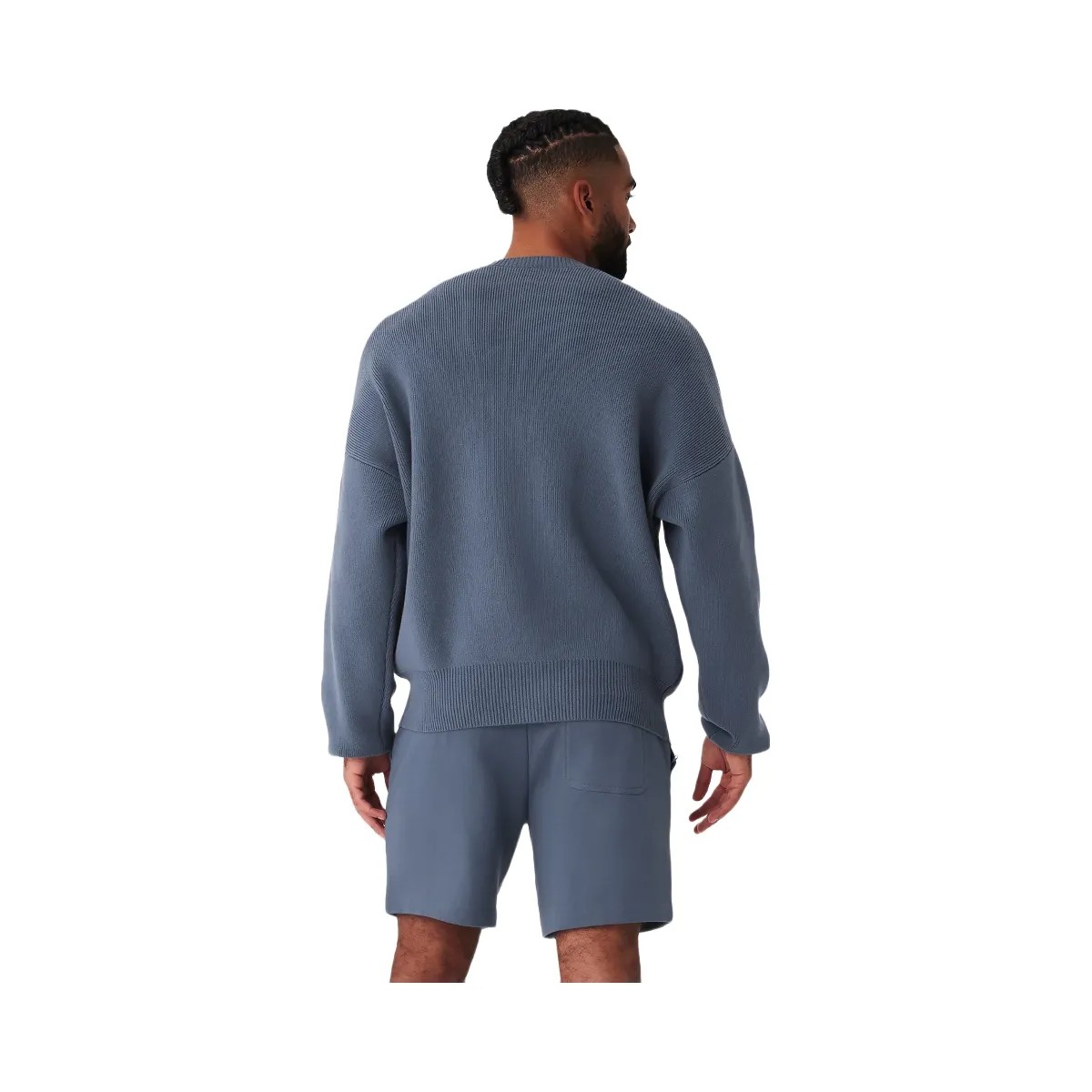 Alo Men's Scholar Crew Neck Sweater - Bluestone - HypeFly India View 4