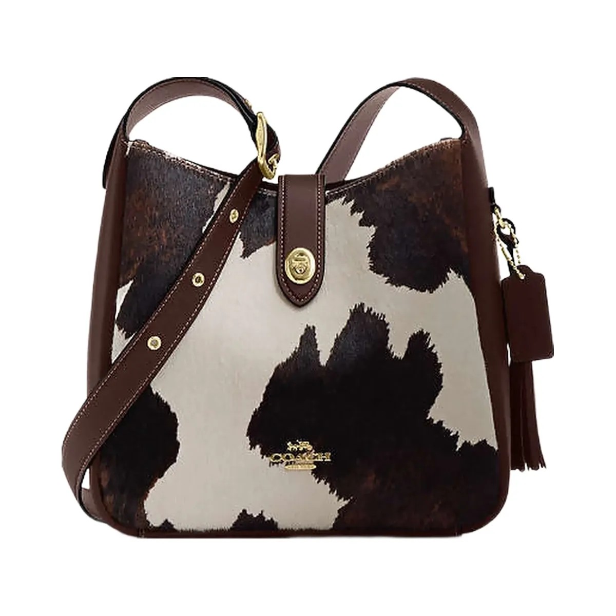 Coach Hadley Convertible Crossbody Bag With Cow Print And Tassel Cow Printed Haircalf-Im-Cow Multi - HypeFly India View 1
