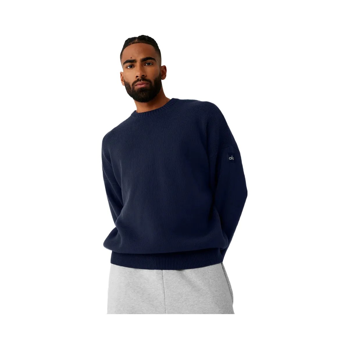 Alo Men's Scholar Crew Neck Sweater - Navy - HypeFly India View 5