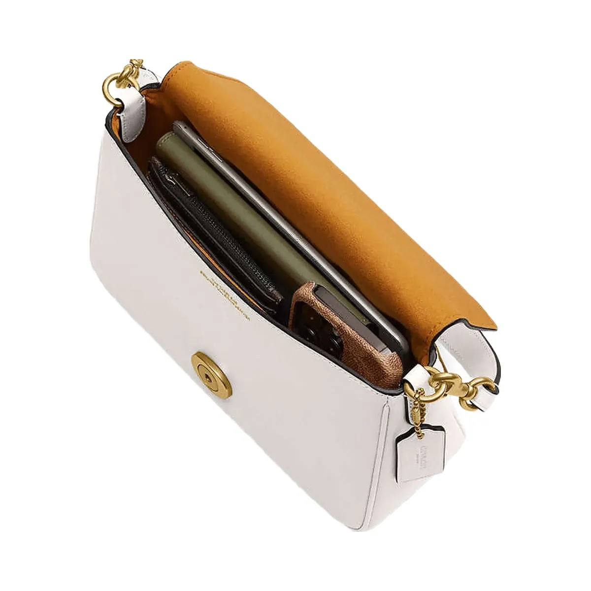 Coach Soft Tabby Shoulder Bag Smooth Leather-Brass-Chalk - HypeFly India View 3