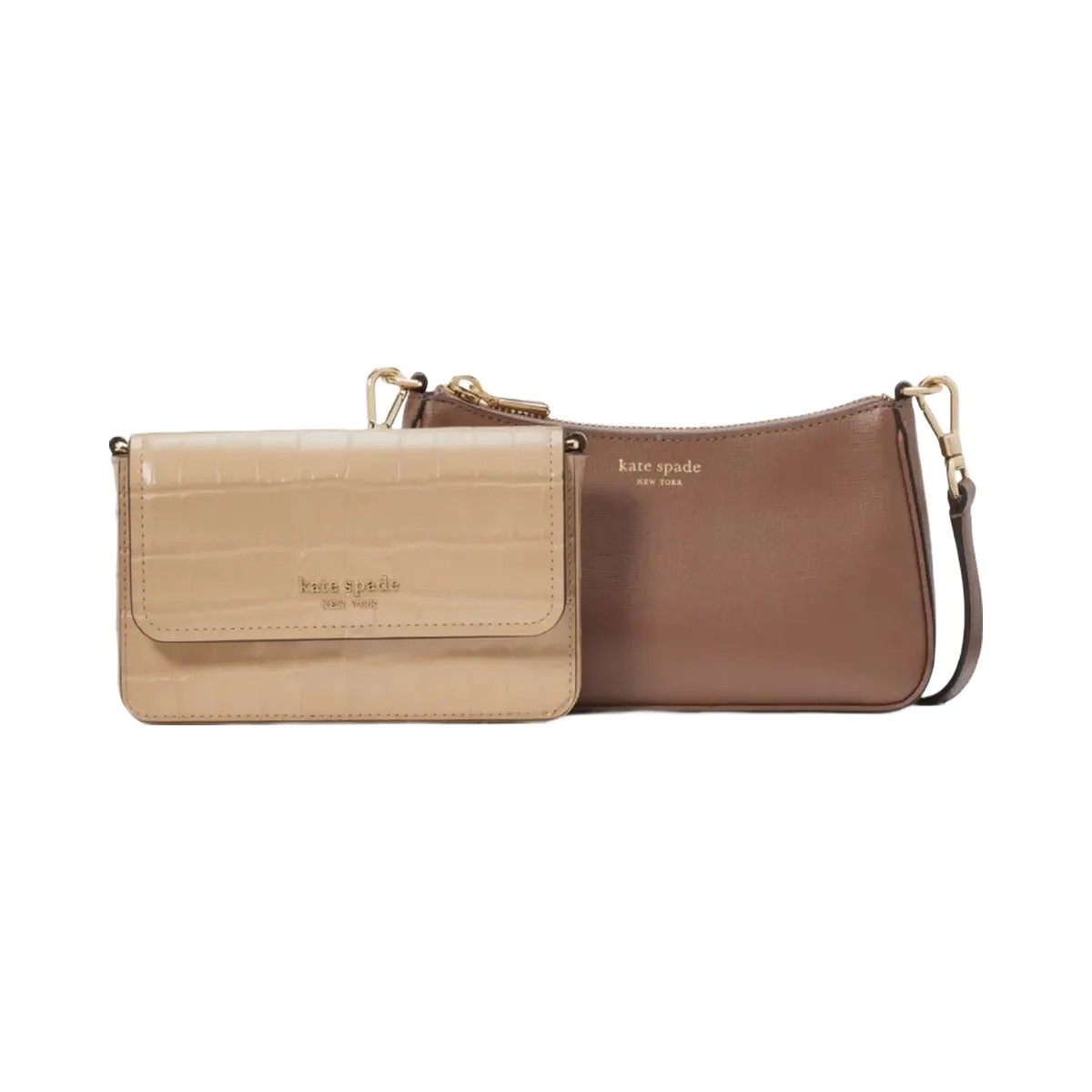 Kate Spade Double Up Croc Embossed Crossbody Warm Acorn Multi - HypeFly India View 1