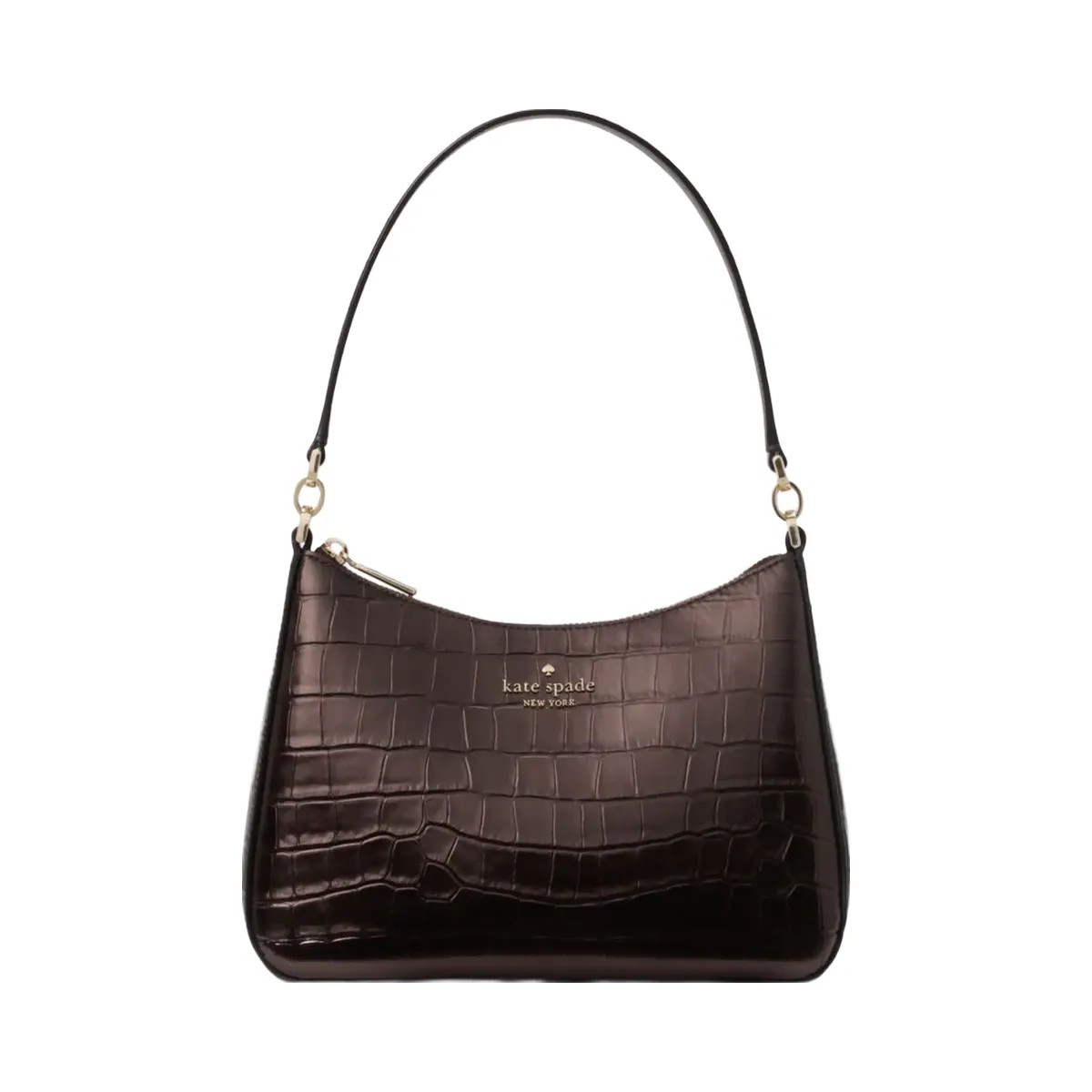 Kate Spade Margot Metallic Croc Embossed Convertible Shoulder Bag Hot Fudge - HypeFly India View 1