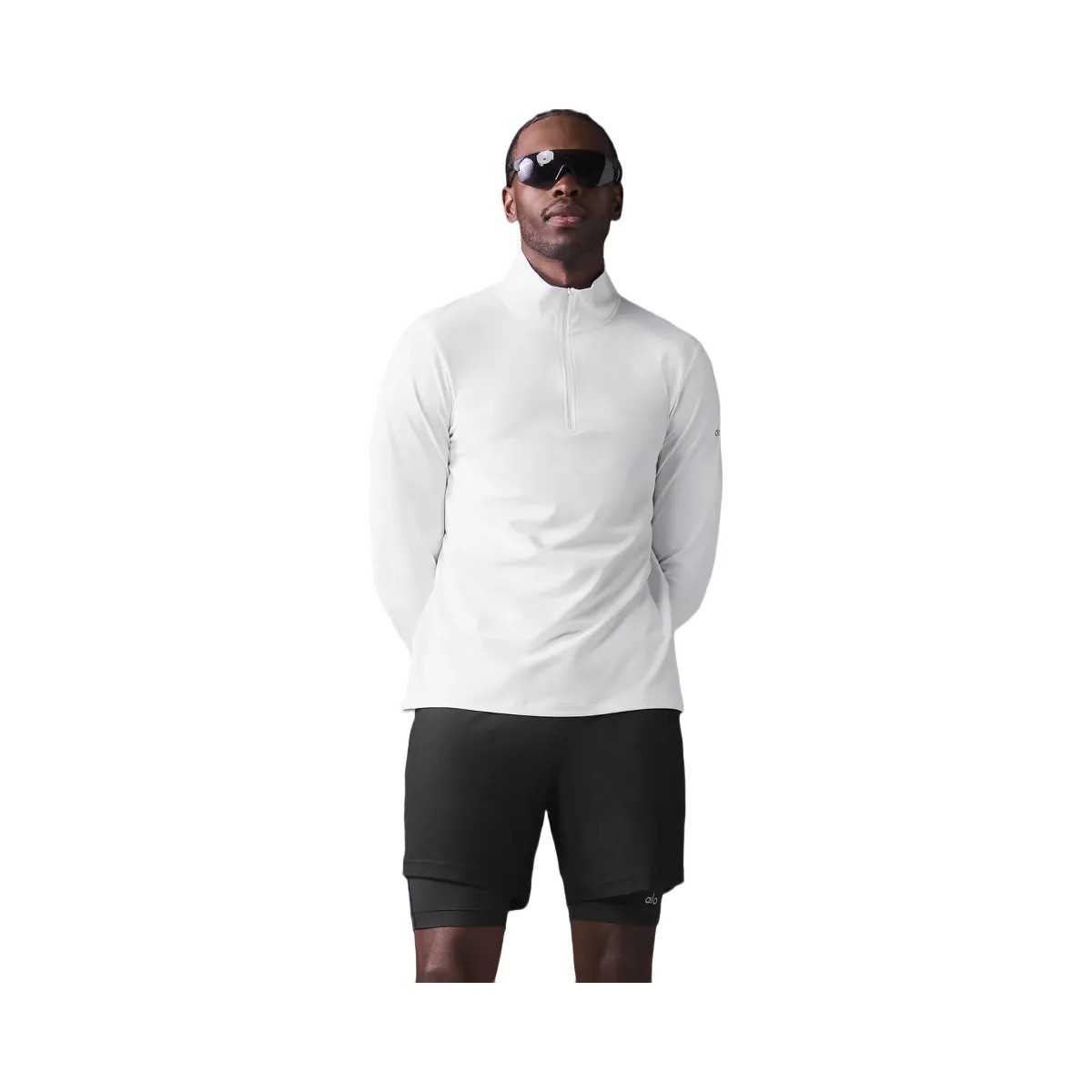 Alo Men's Conquer 1/4 Zip Reform Long Sleeve - White - HypeFly India View 4