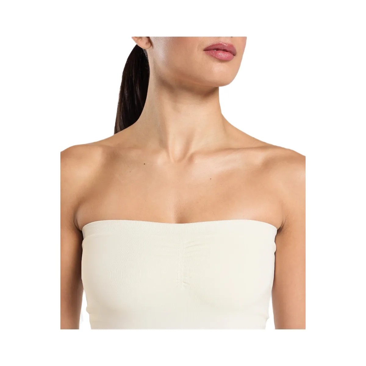 Gymshark Everyday Seamless Midi Tube Top - Soft White - HypeFly India View 4