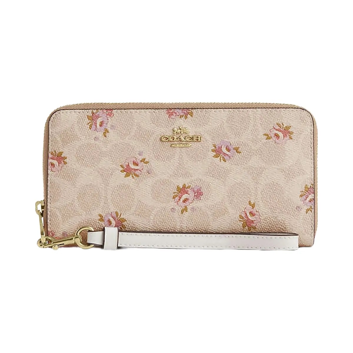 Coach Long Zip Around Wallet In Signature Canvas With Floral Print Gold-Sand Multi - HypeFly India View 4