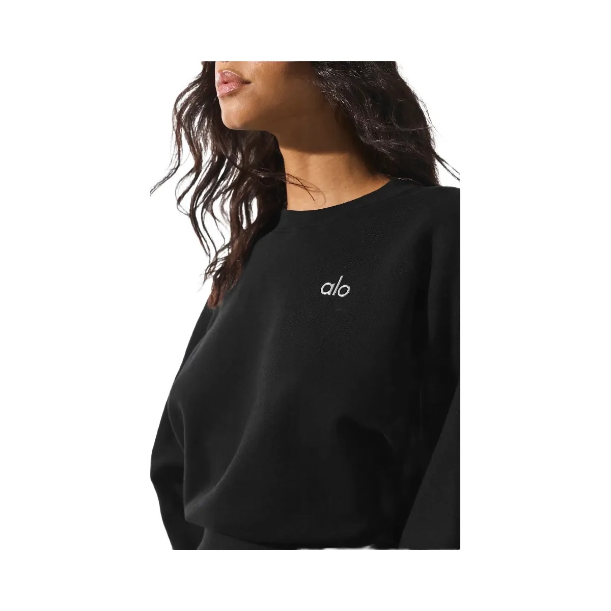Alo Women's Cropped Accolade Crewneck - Black - HypeFly India View 4
