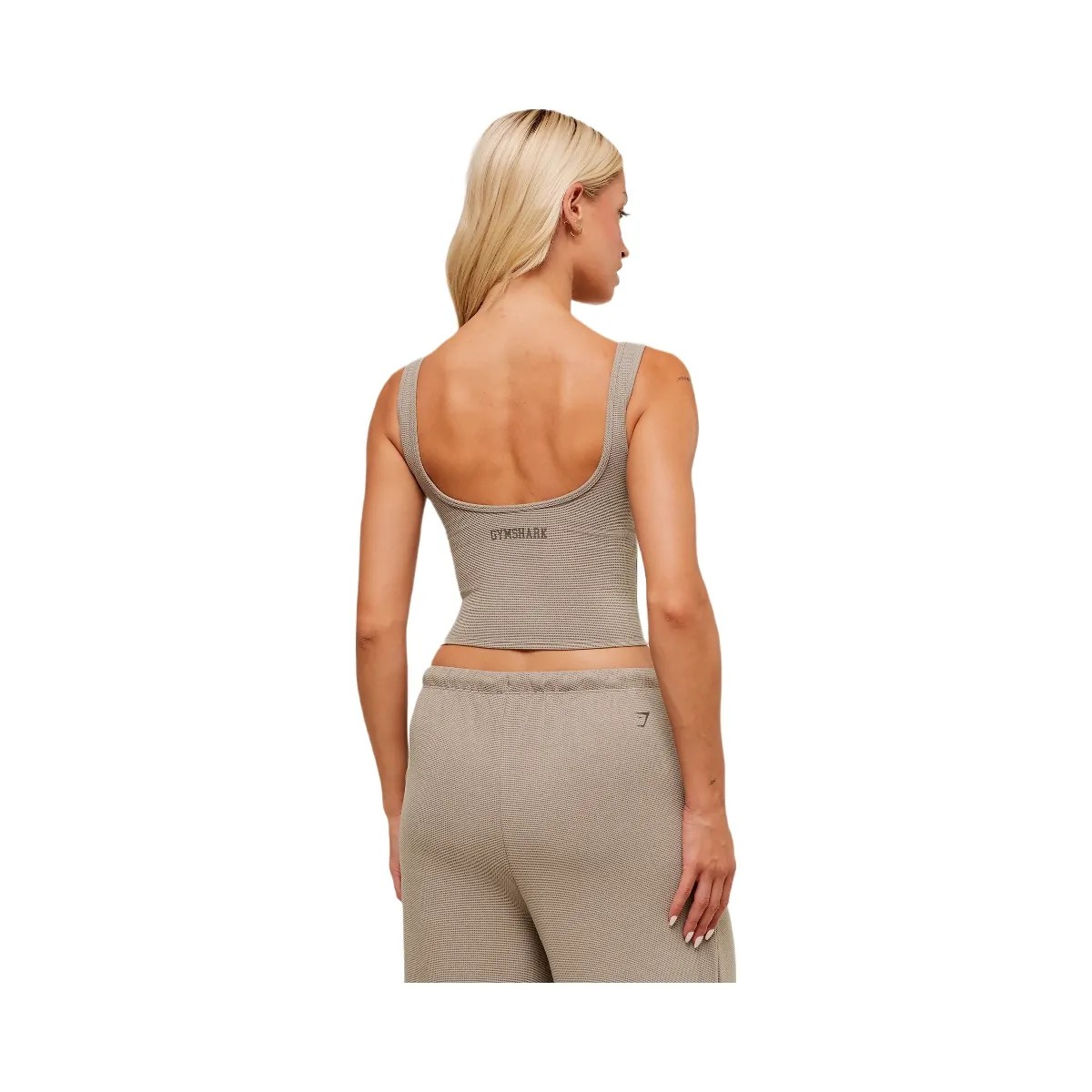 Gymshark Waffle Cropped Tank - Lifestyle Brown - HypeFly India View 2