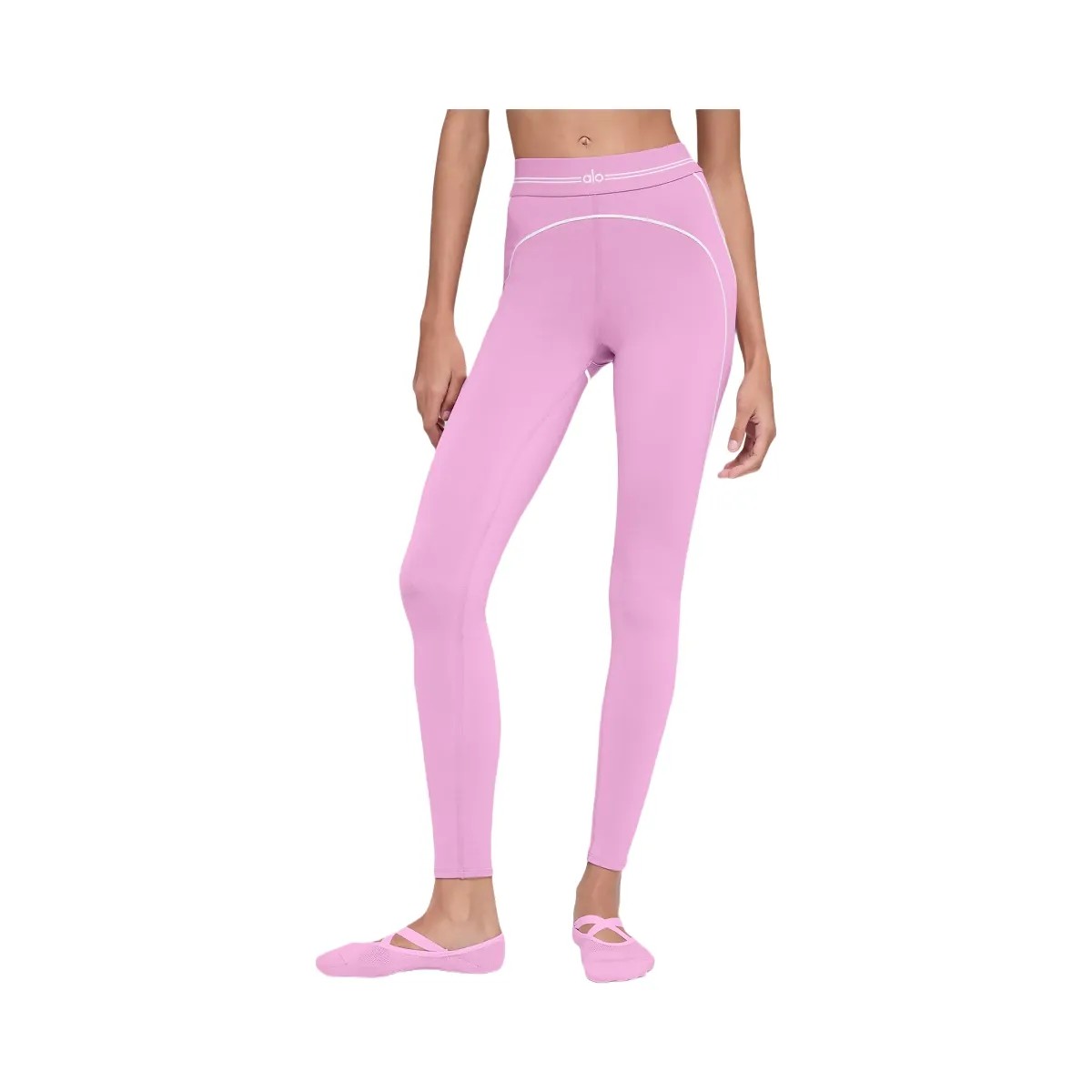 Alo Women's Airbrush High-Waist 7/8 Heart Throb Legging - Candy Heart Pink/White - HypeFly India View 4